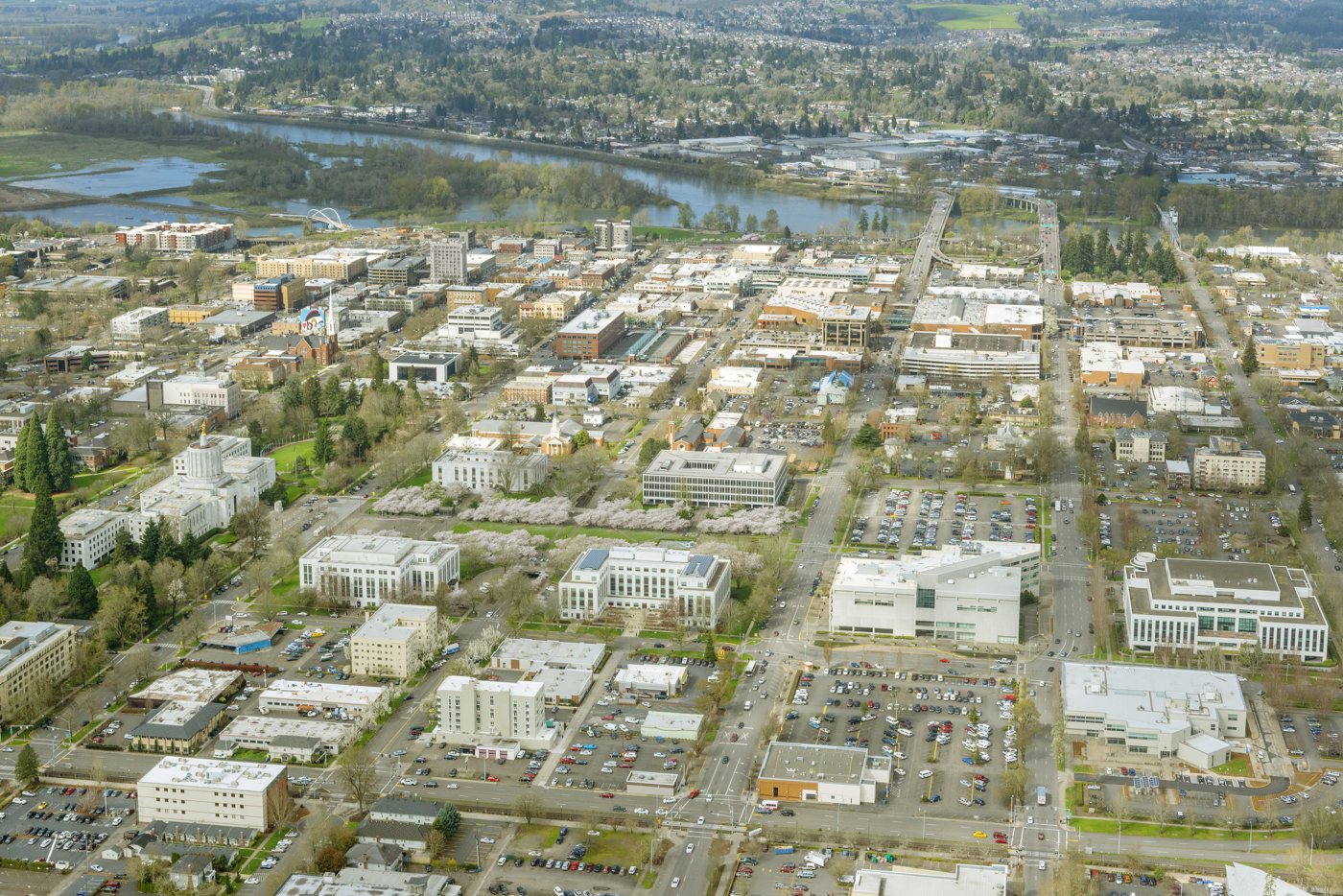 Aerial view of Salem, Oregon, near Valley CFO’s Keizer office