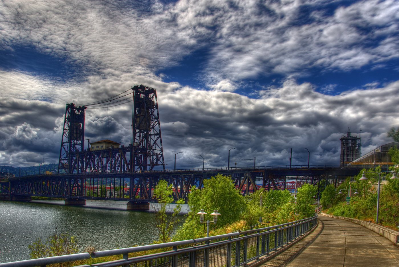 Steel Bridge over the Willamette River in Portland, Oregon